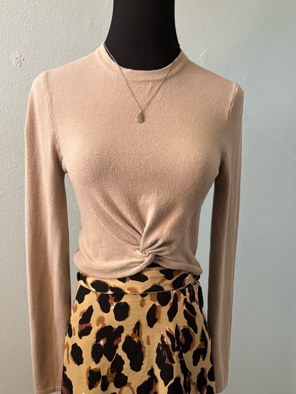 Twist-Front Long Sleeve Tee in Blush